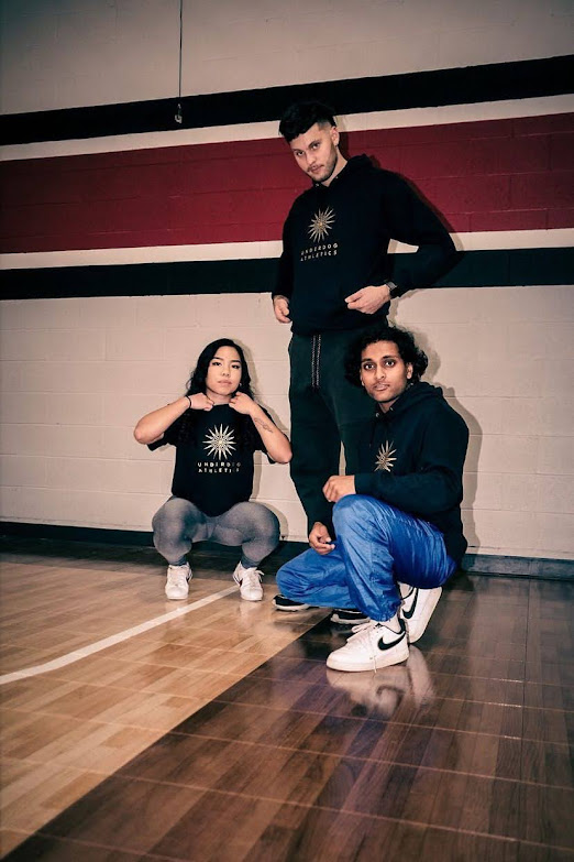 Jan with 2 other models for basketball merchandise photoshoot 